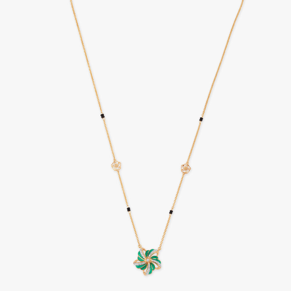 Verdant Bloom Diamond Mangalsutra in 18K Yellow Gold, 0.155 ct