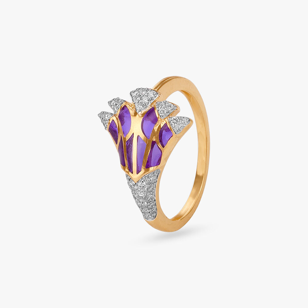 Celestial Wing Diamond Ring in 18K Yellow Gold, 0.215 ct