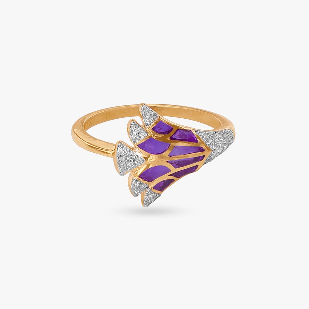 Celestial Wing Diamond Ring in 18K Yellow Gold, 0.215 ct