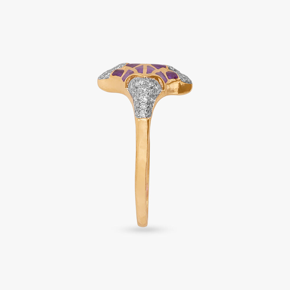 Celestial Wing Diamond Ring in 18K Yellow Gold, 0.215 ct