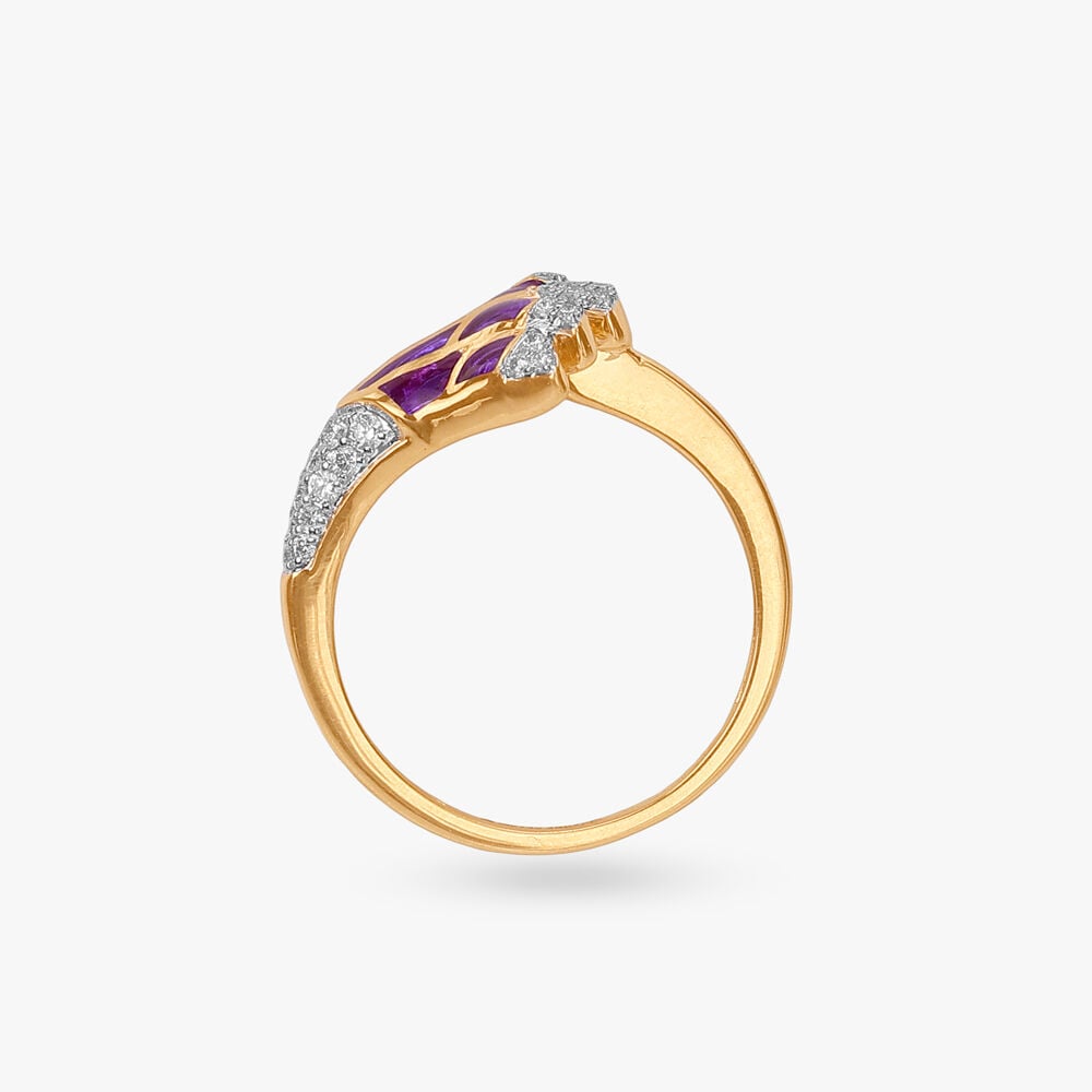 Celestial Wing Diamond Ring in 18K Yellow Gold, 0.215 ct