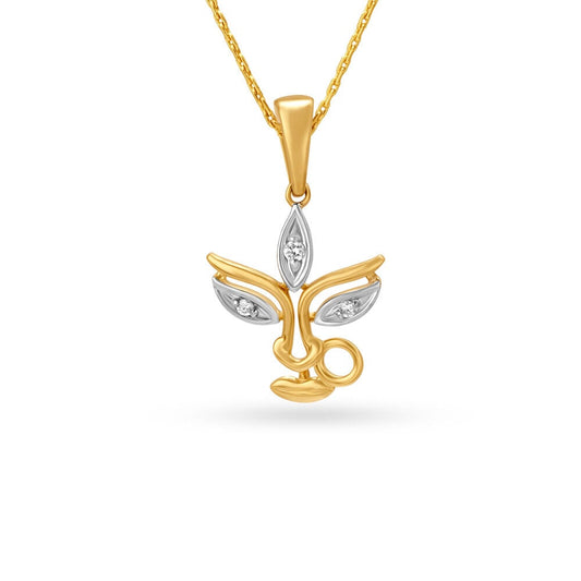 Artistic Diamond Pendant in 18K Yellow Gold, 0.028 ct