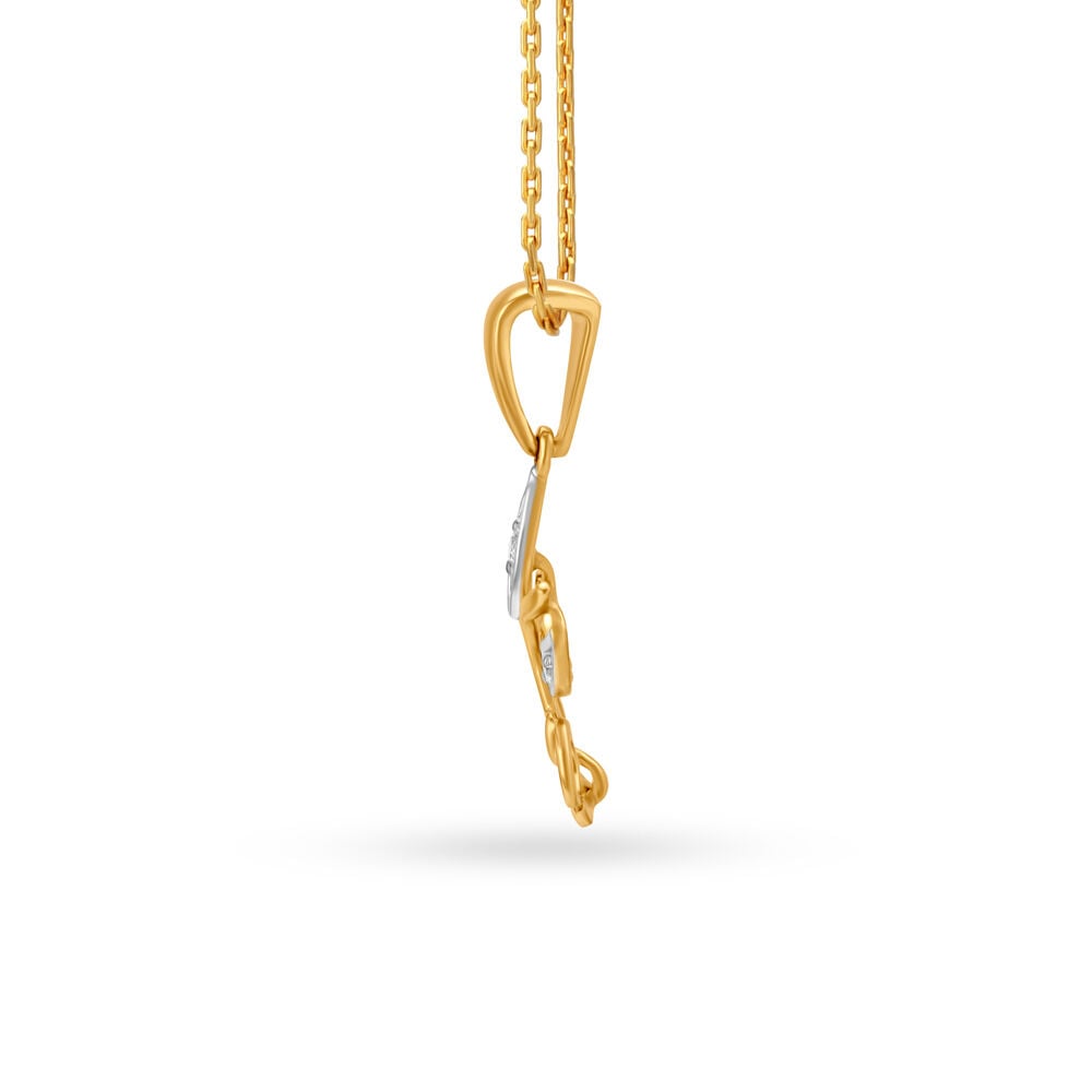 Artistic Diamond Pendant in 18K Yellow Gold, 0.028 ct