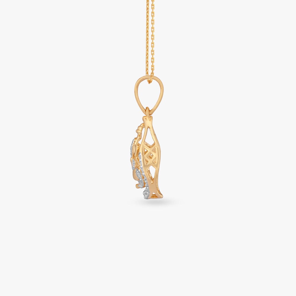 Divine Ganesh Diamond Pendant in 18K Yellow Gold, 0.162 ct