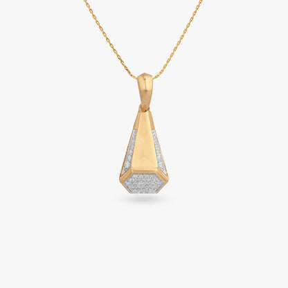Bold Geometric Diamond Pendant For Men in 18K Yellow Gold, 0.17 ct