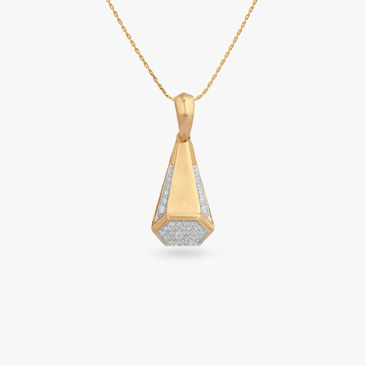 Bold Geometric Diamond Pendant For Men in 18K Yellow Gold, 0.17 ct