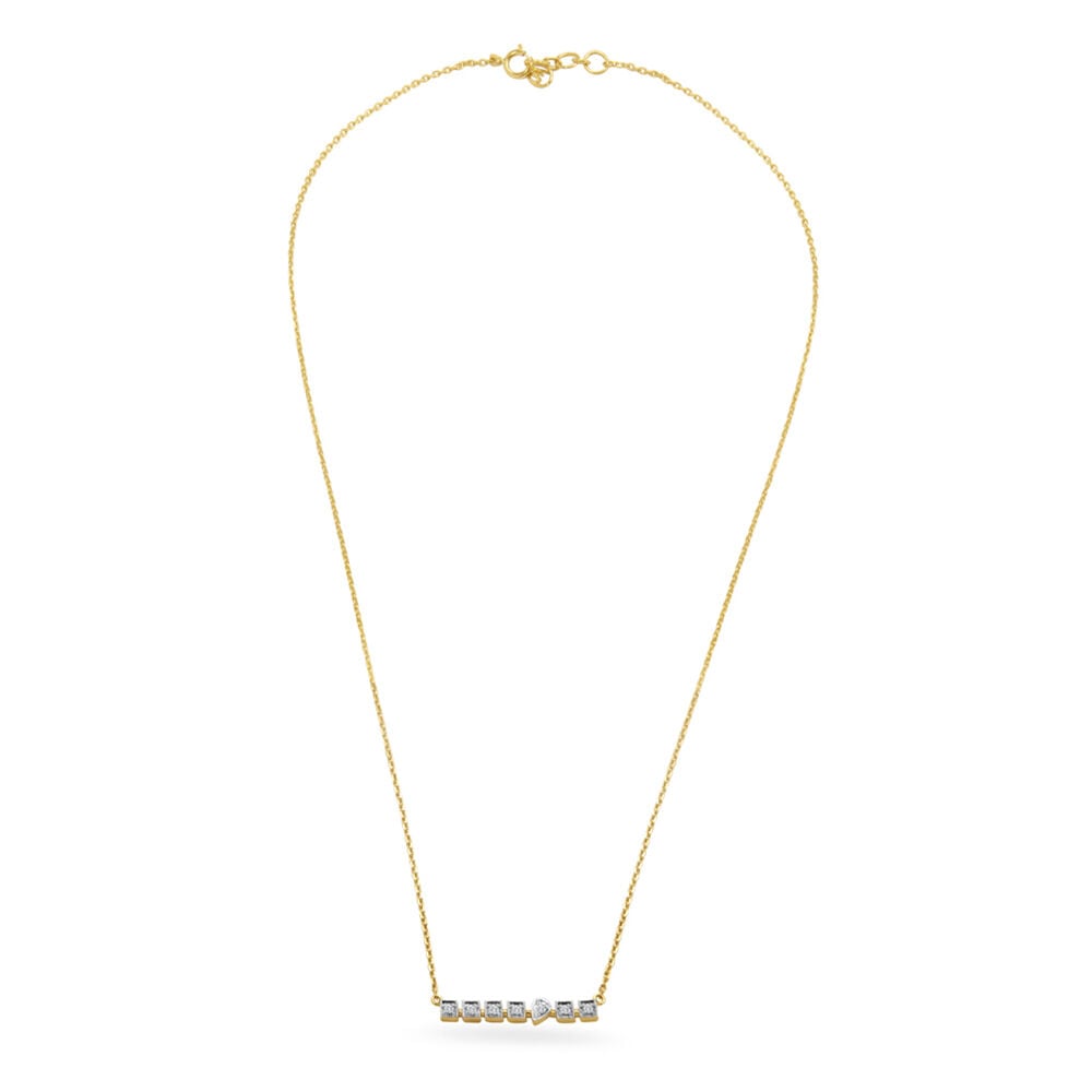 Morse Code Gold & Diamond Necklace in 14K Yellow Gold, 0.074 ct