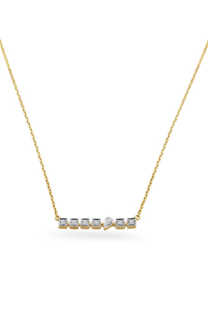 Morse Code Gold & Diamond Necklace in 14K Yellow Gold, 0.074 ct