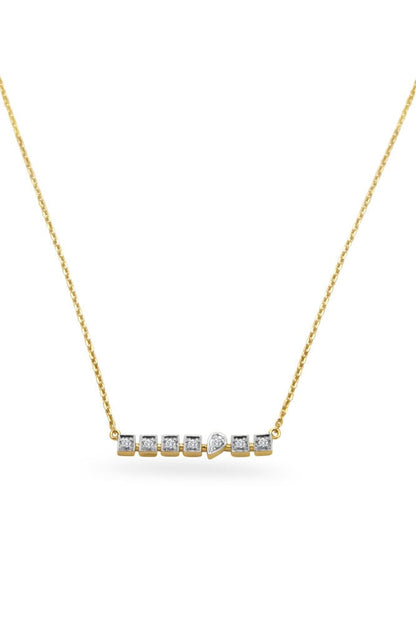Morse Code Gold & Diamond Necklace in 14K Yellow Gold, 0.074 ct