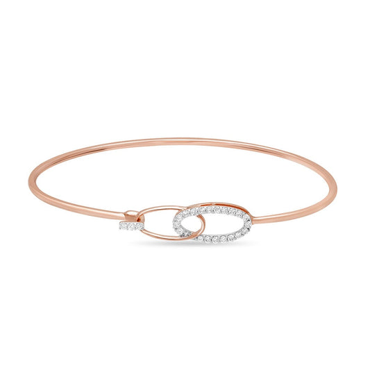 14KT Rose Gold Curvaceous Glimmer Diamond Bangle in 14K Rose Gold, 0.187 ct
