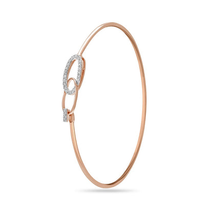 14KT Rose Gold Curvaceous Glimmer Diamond Bangle in 14K Rose Gold, 0.187 ct