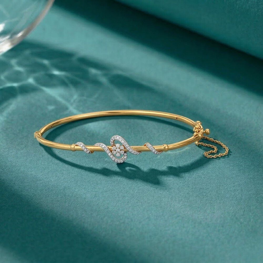 Radiant Loop Diamond Bangle in 14K Yellow Gold, 0.168 ct
