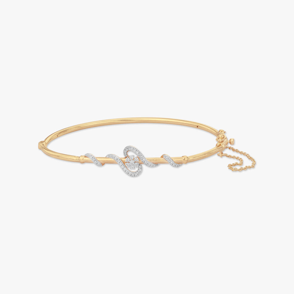 Radiant Loop Diamond Bangle in 14K Yellow Gold, 0.168 ct