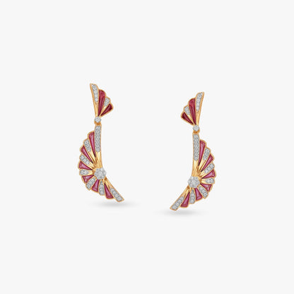 Fluttering Wings Diamond Drop Earrings in 14K Yellow Gold, 0.325 ct
