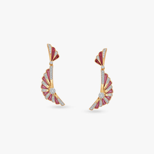 Fluttering Wings Diamond Drop Earrings in 14K Yellow Gold, 0.325 ct