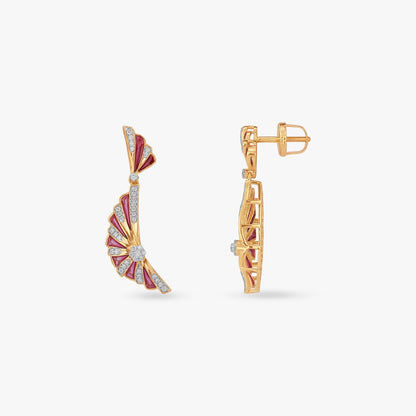 Fluttering Wings Diamond Drop Earrings in 14K Yellow Gold, 0.325 ct