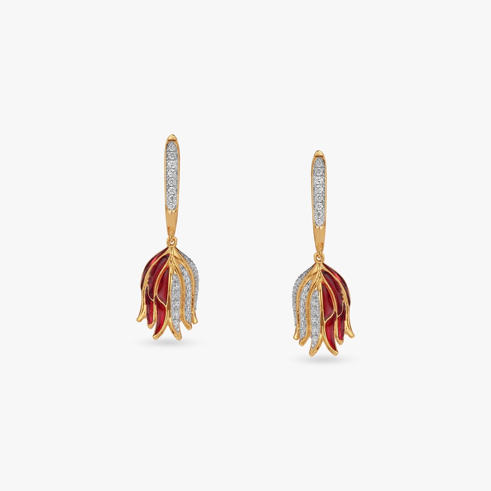 Radiant Wings Diamond Drop Earrings in 14K Yellow Gold, 0.33 ct