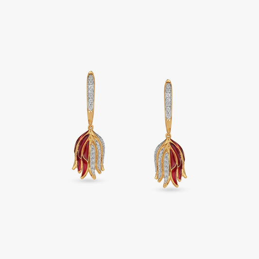 Radiant Wings Diamond Drop Earrings in 14K Yellow Gold, 0.33 ct