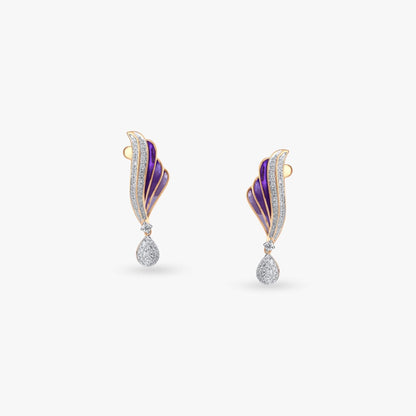 Rising Wing Diamond Drop Earrings in 14K Yellow Gold, 0.485 ct