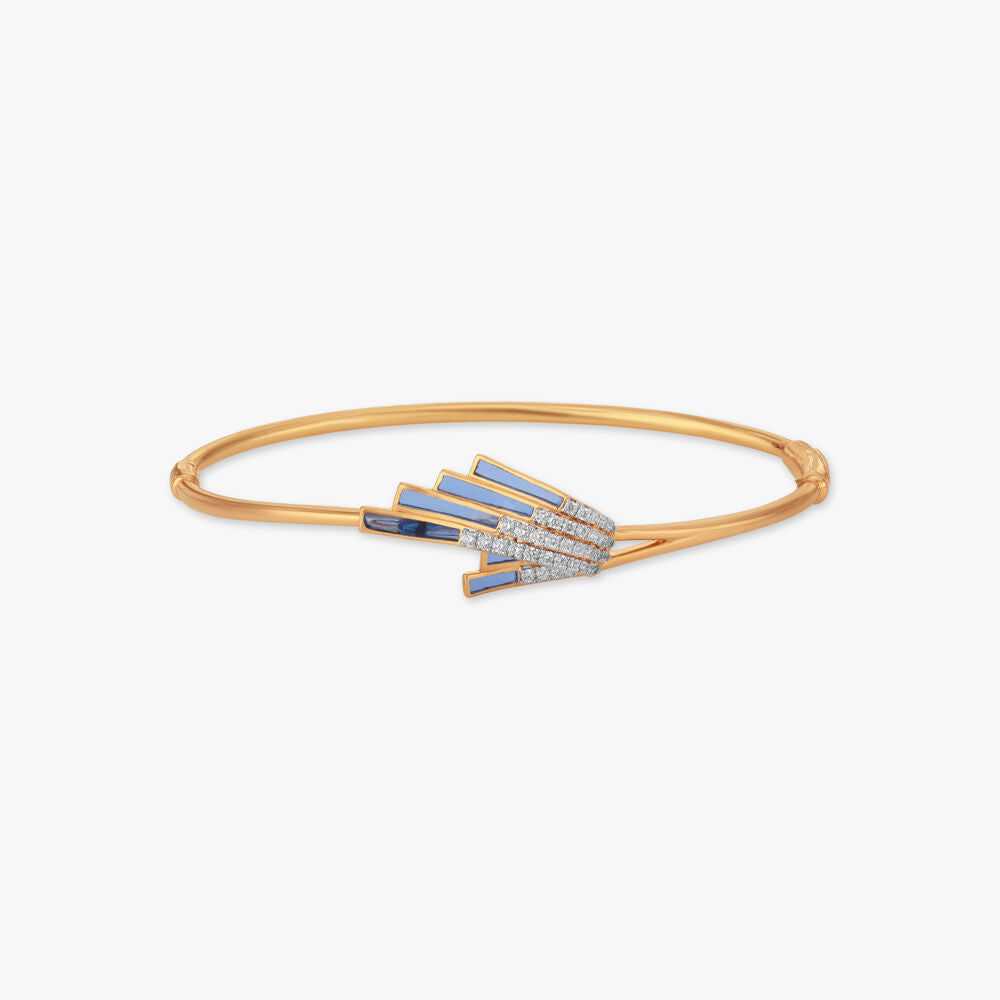 Linear Wings Diamond Bangle in 14K Yellow Gold, 0.22 ct