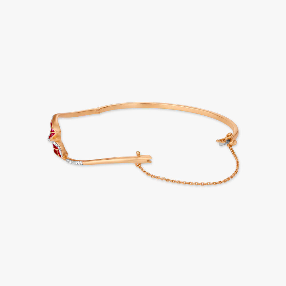 Butterfly Flutter Diamond Bangle in 14K Yellow Gold, 0.132 ct