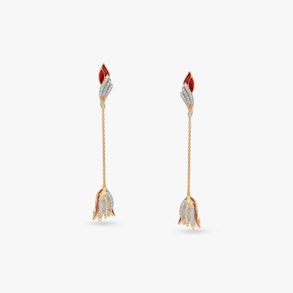 Flutter Bloom Diamond Drop Earrings in 14K Yellow Gold, 0.43 ct