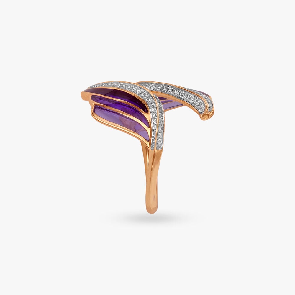 Chromatic Wing Diamond Ring in 14K Yellow Gold, 0.45 ct