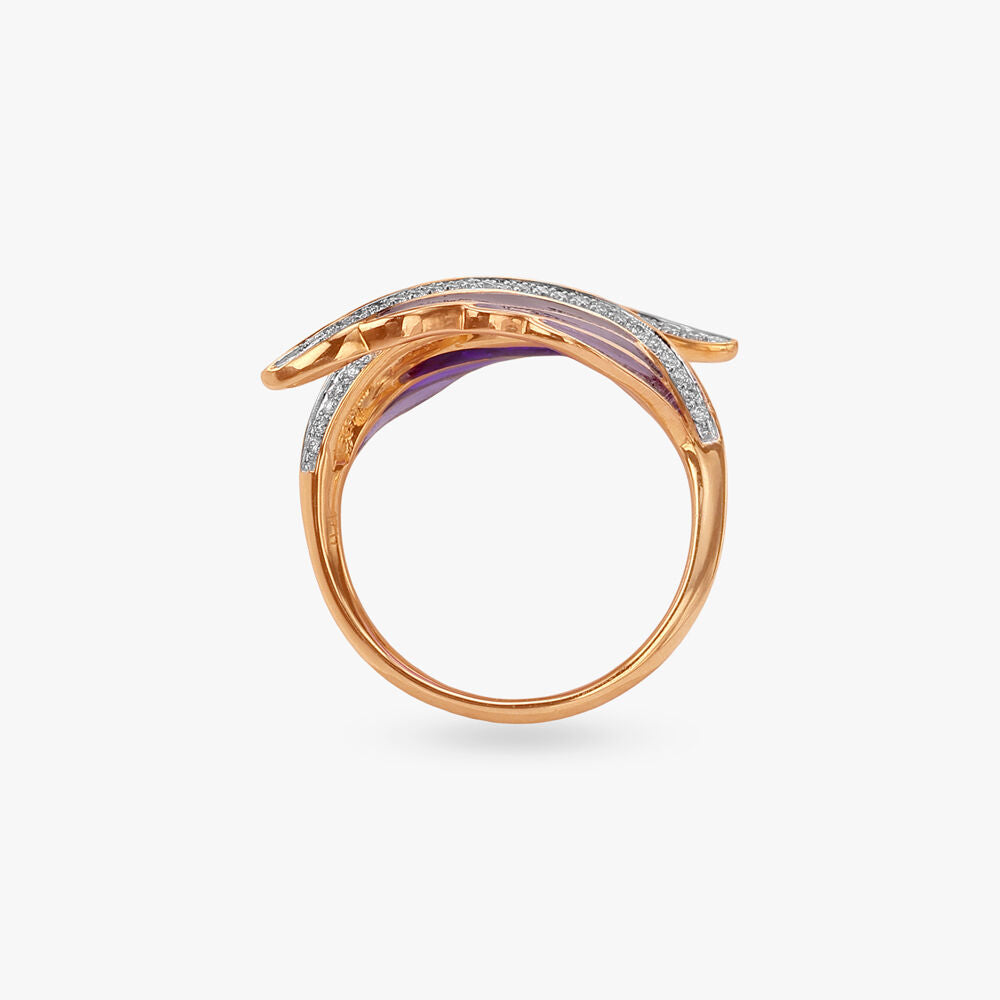 Chromatic Wing Diamond Ring in 14K Yellow Gold, 0.45 ct