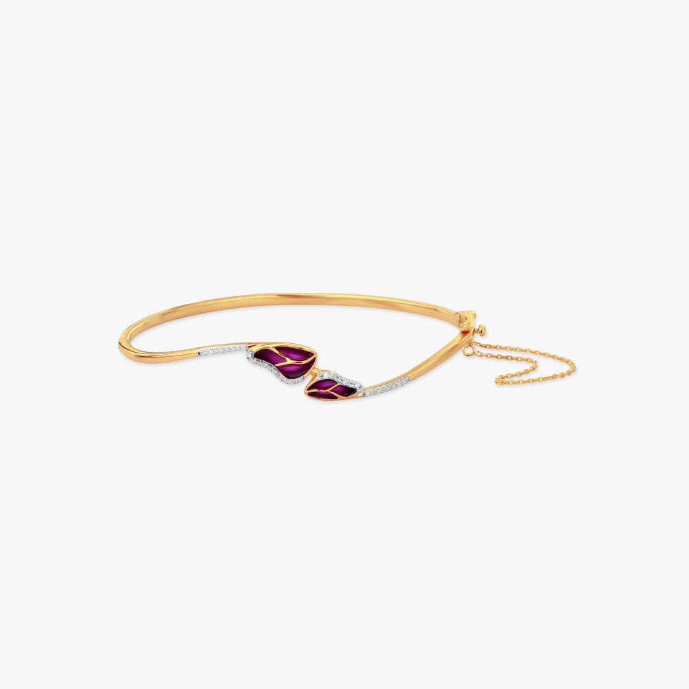 Flutter Wings Diamond Bangle in 14K Yellow Gold, 0.13 ct