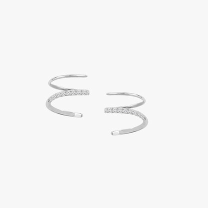Spiral Glow Diamond Stud Earrings in 14K White Gold, 0.18 ct