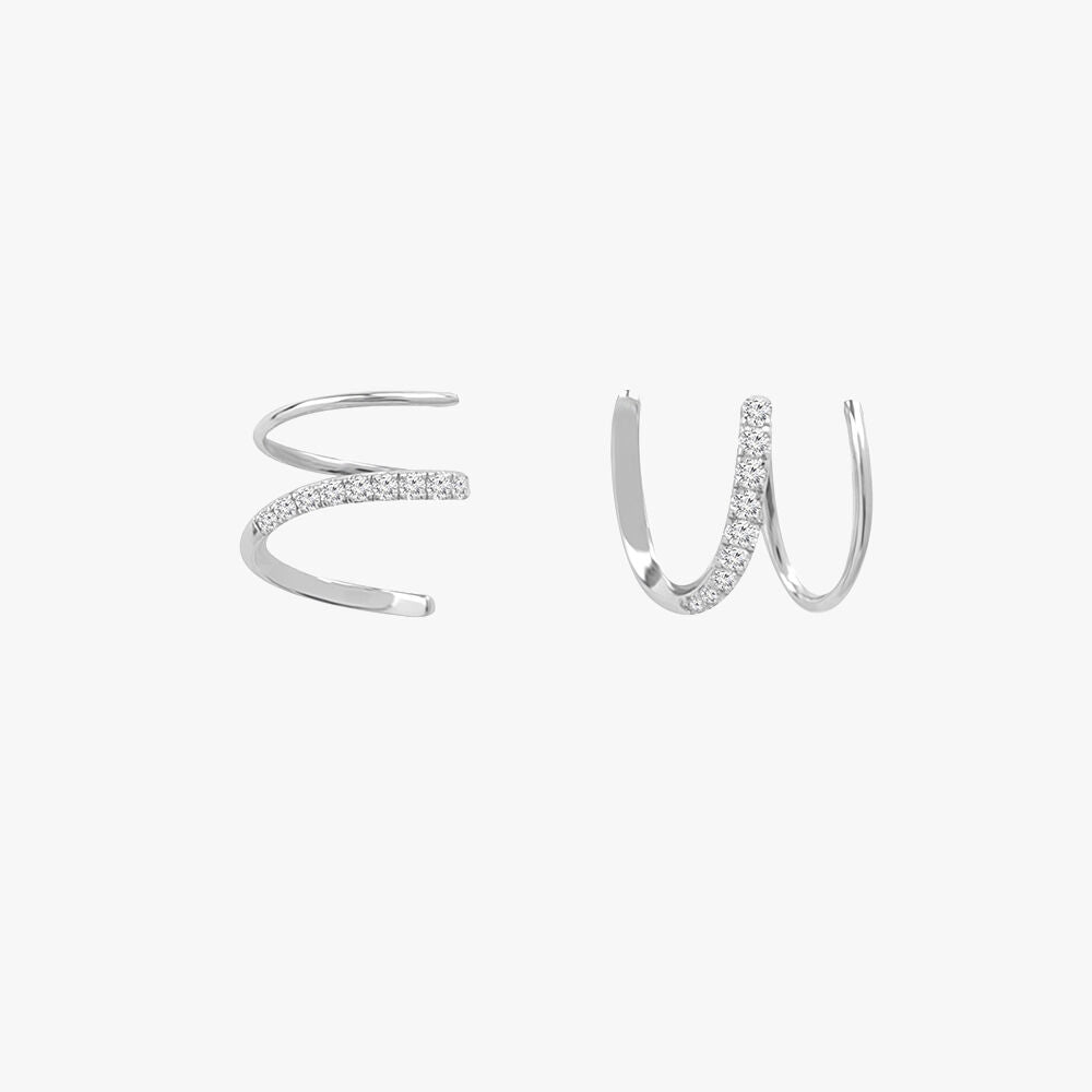 Spiral Glow Diamond Stud Earrings in 14K White Gold, 0.18 ct