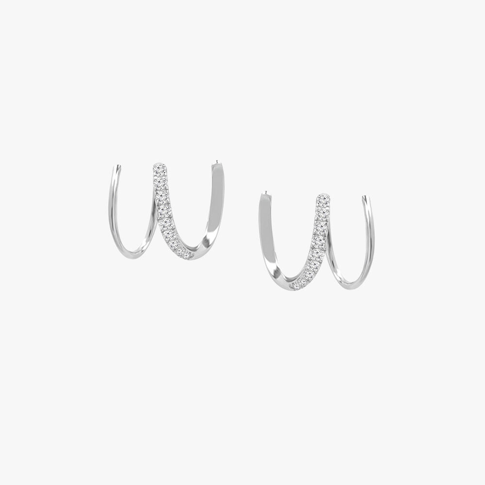 Spiral Glow Diamond Stud Earrings in 14K White Gold, 0.18 ct