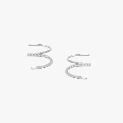 Spiral Glow Diamond Stud Earrings in 14K White Gold, 0.18 ct