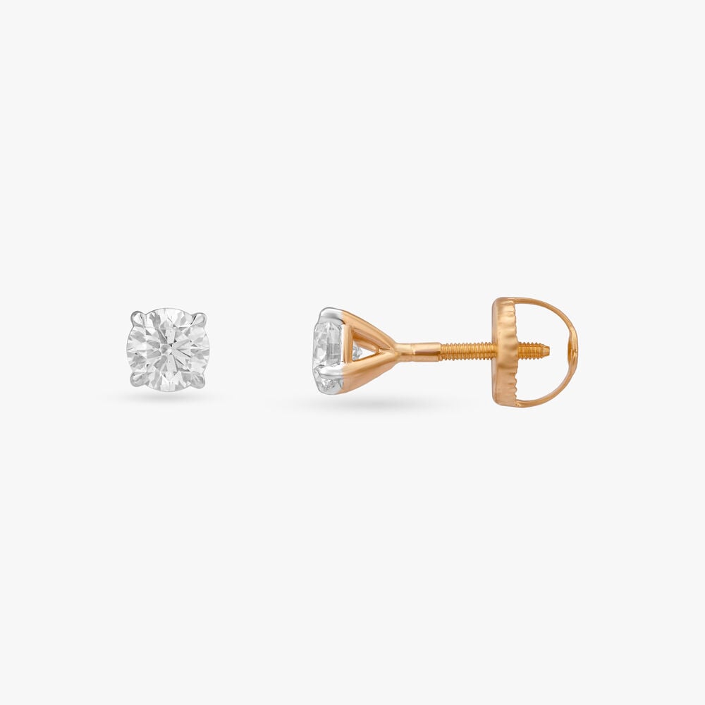 Eternal Glow Solitaire Stud Earrings in 18K Yellow Gold, 1 ct