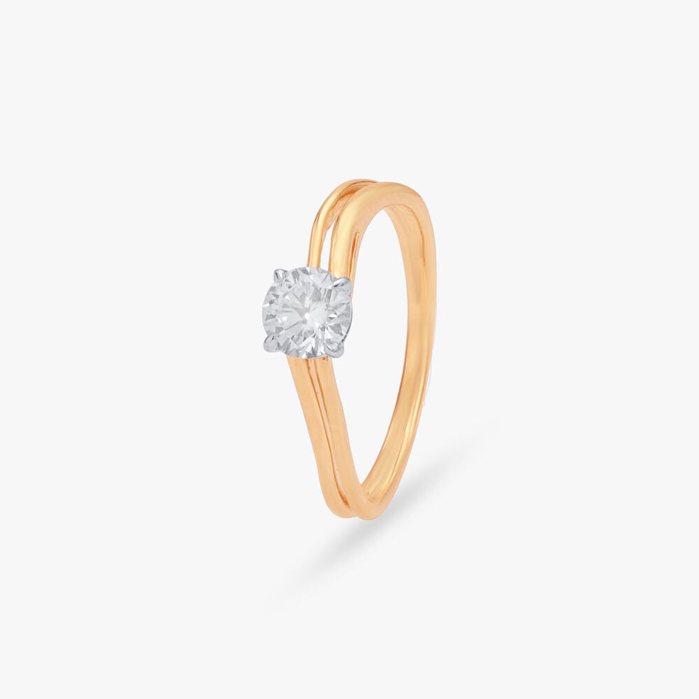 Grace Arc Solitaire Ring in 18K Yellow Gold, 0.42 ct