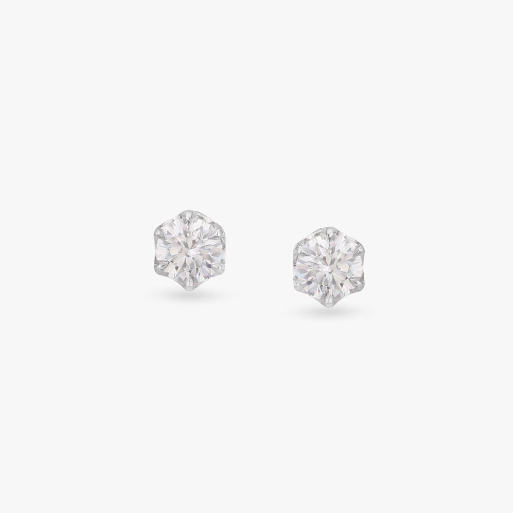 Resplendent Dazzle Solitaire Earrings in 18K White Gold, 1.2 ct