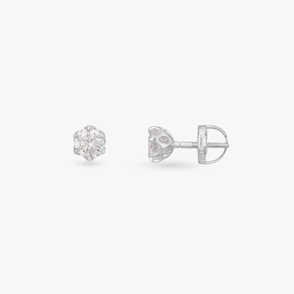 Resplendent Dazzle Solitaire Earrings in 18K White Gold, 1.2 ct