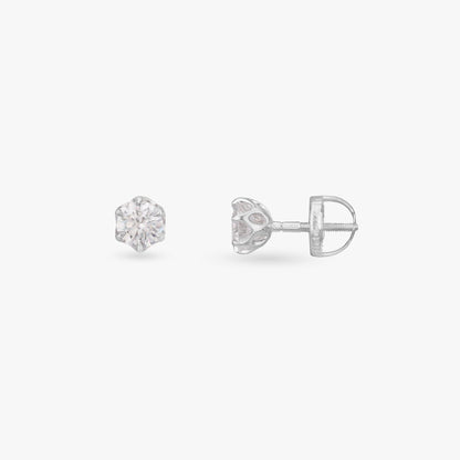 Resplendent Dazzle Solitaire Earrings in 18K White Gold, 1.2 ct