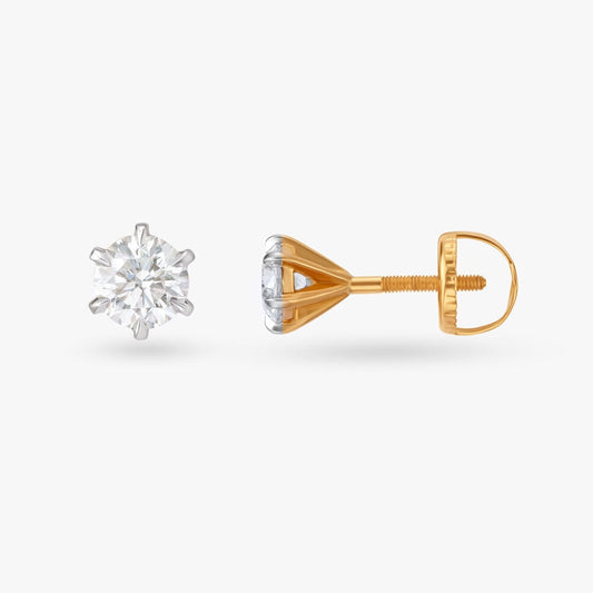 Blazing Trail of Radiance Celeste Solitaire Stud Earrings in 18K Yellow Gold, 0.62 ct