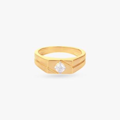 Legacy Glow Solitaire Ring for Men in 18K Yellow Gold, 0.3 ct