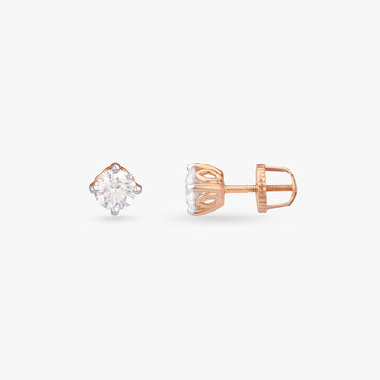 Crown Spark Solitaire Stud Earrings in 22K Rose Gold, 1.61 ct