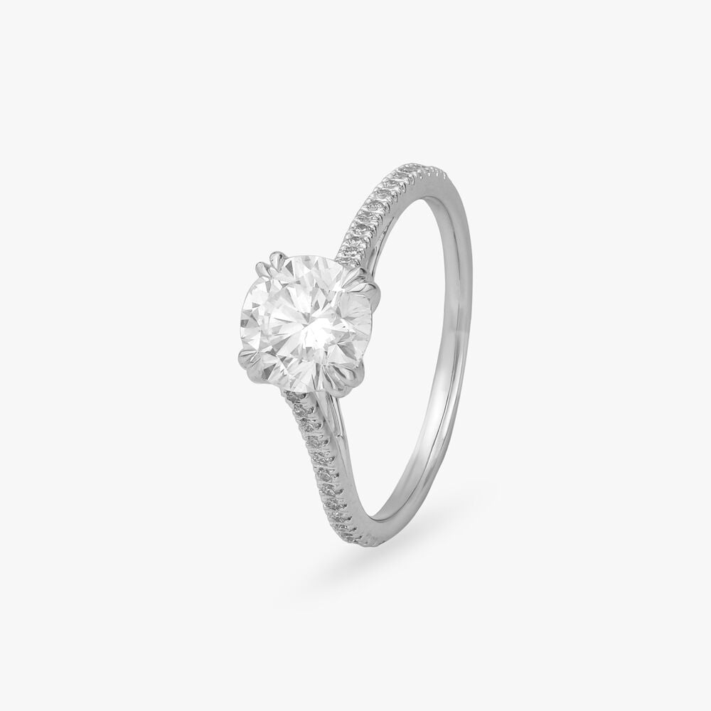 Radiant Sparkle Solitaire Ring in 18K White Gold, 1.315 ct
