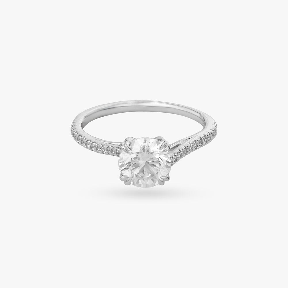 Radiant Sparkle Solitaire Ring in 18K White Gold, 1.315 ct