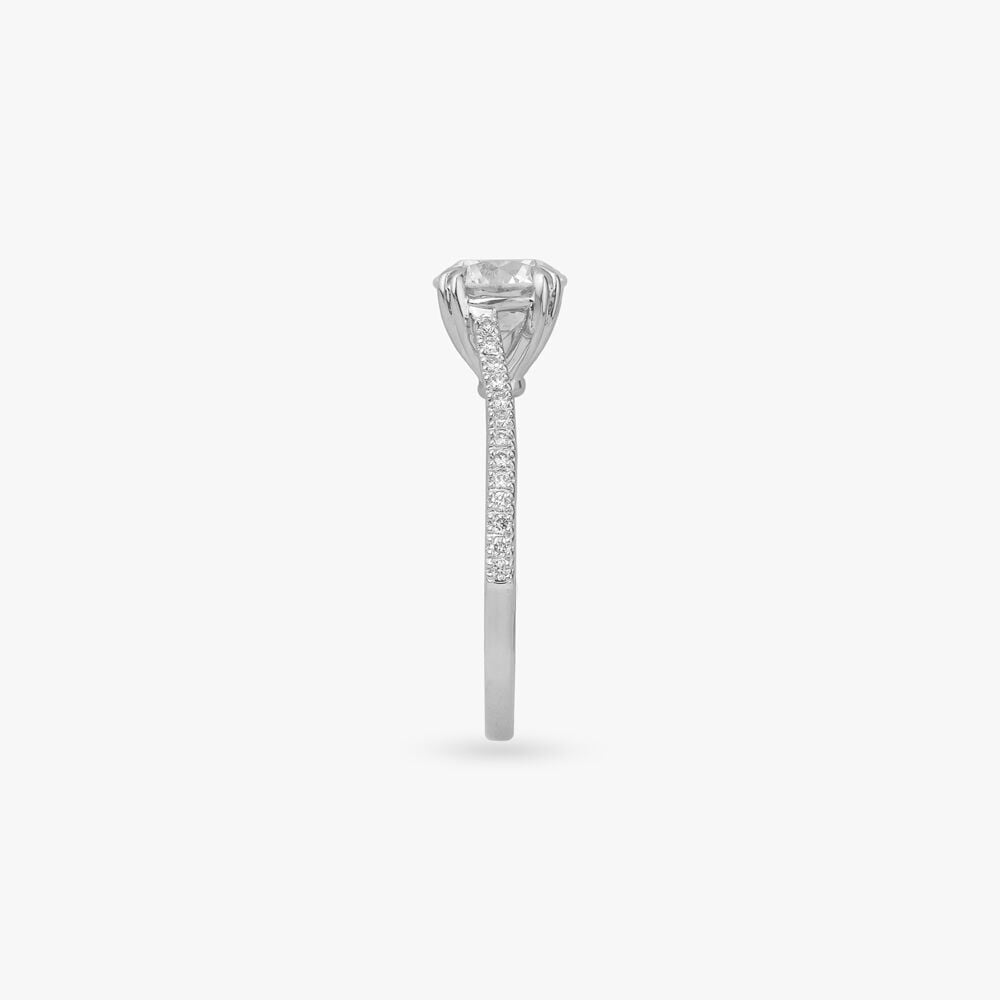 Radiant Sparkle Solitaire Ring in 18K White Gold, 1.315 ct