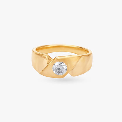 Signature Charm Solitaire Ring for Men in 18K Yellow Gold, 0.45 ct