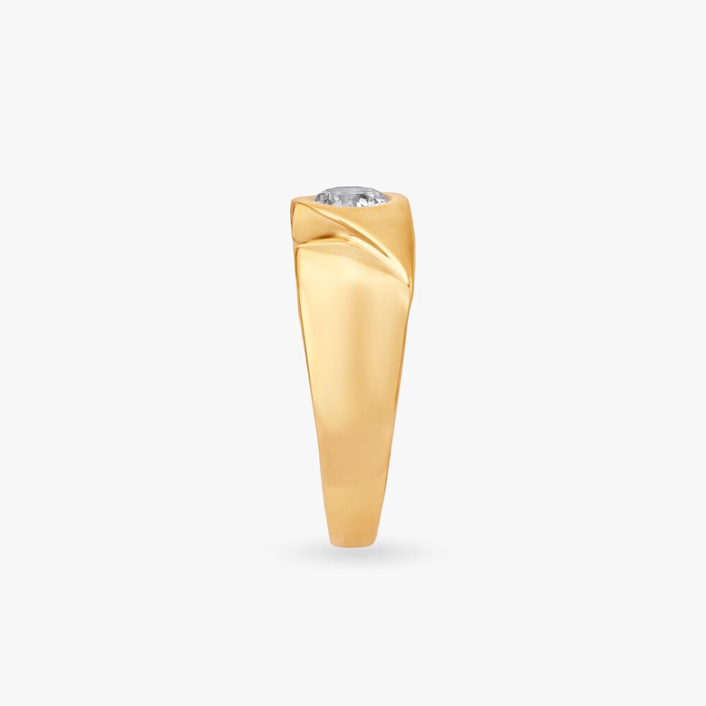 Signature Charm Solitaire Ring for Men in 18K Yellow Gold, 0.45 ct