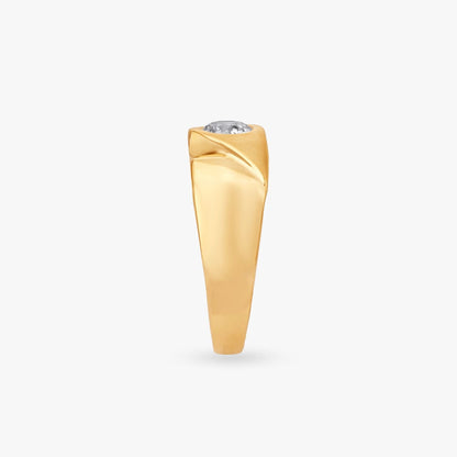 Signature Charm Solitaire Ring for Men in 18K Yellow Gold, 0.45 ct