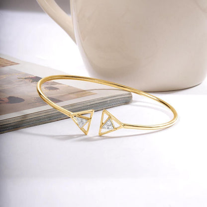 Edgy Glow Diamond Bangle in 14K Yellow Gold, 0.164 ct