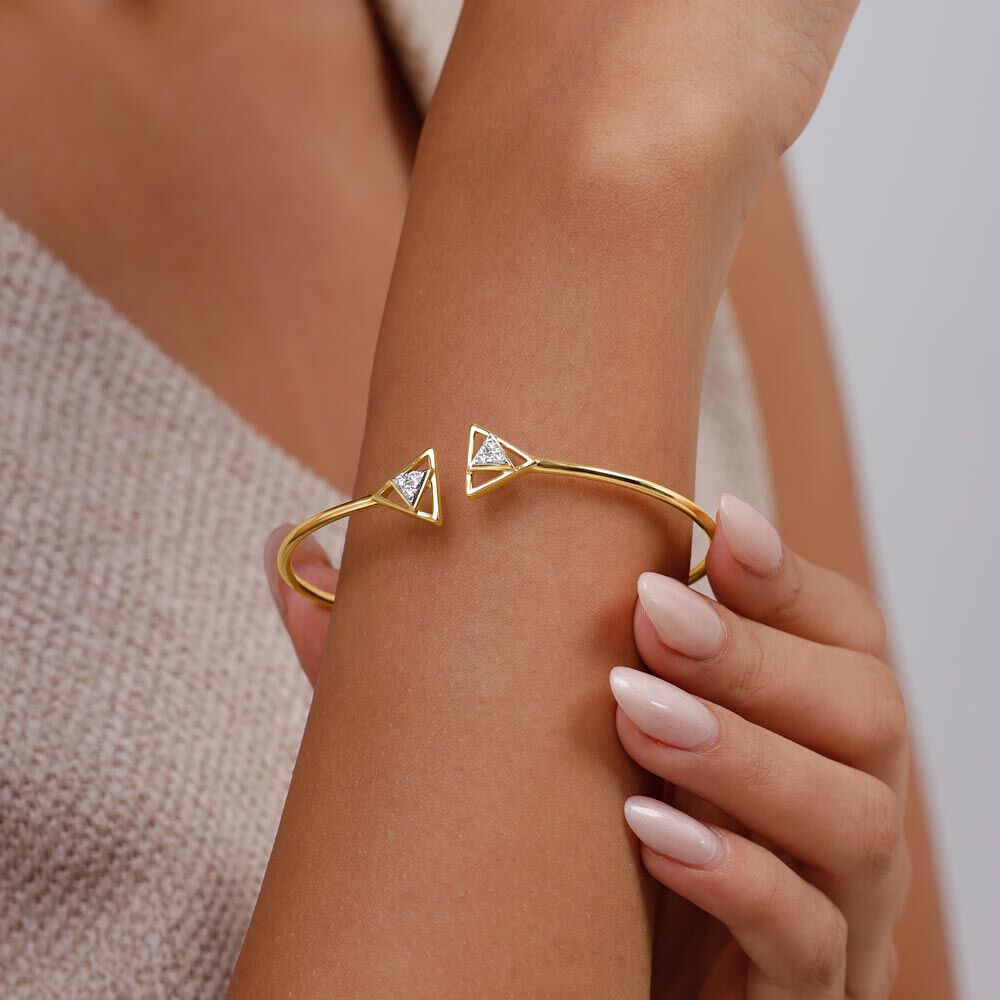 Edgy Glow Diamond Bangle in 14K Yellow Gold, 0.164 ct