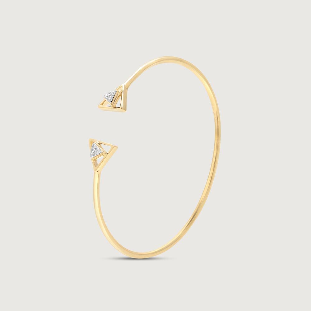 Edgy Glow Diamond Bangle in 14K Yellow Gold, 0.164 ct
